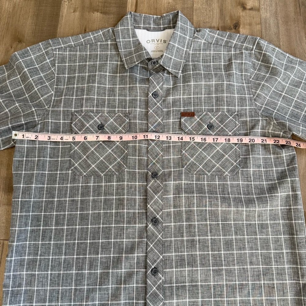 Orvis Classic Collection Gray Check Tech Shirt Men Large Outdoor Lightweight EUC - Picture 5 of 7